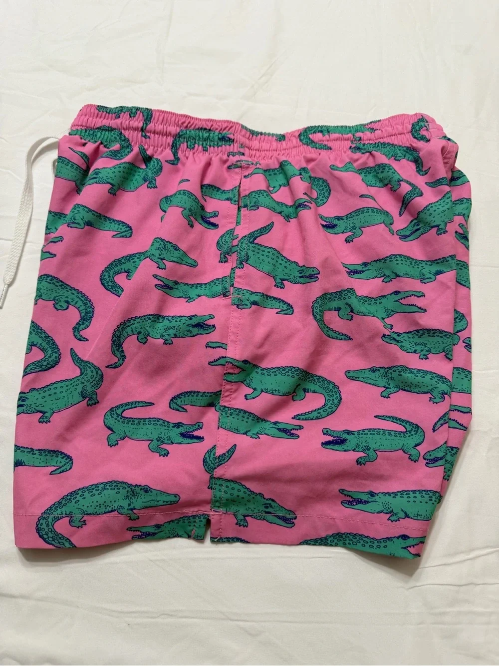 chubbies Pink Swim Trunks with Green Crocodile Print